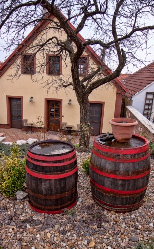 Penzion ADAM - uprostřed hlavní vchod, po stranách přímý výstup z obývací části apartmánů na terasu