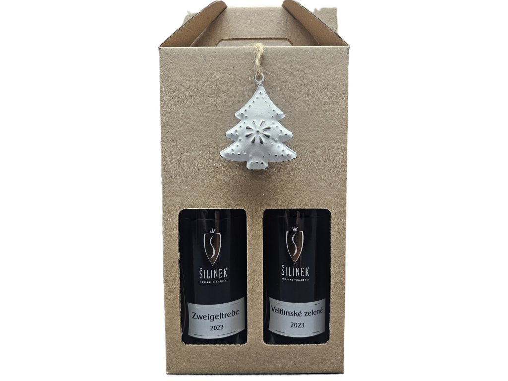 Dárek s Vánoční tématikou VZ jak.víno 0,25l + ZWT jak.víno 0,25l + kartonek Vinařství Šilinek
