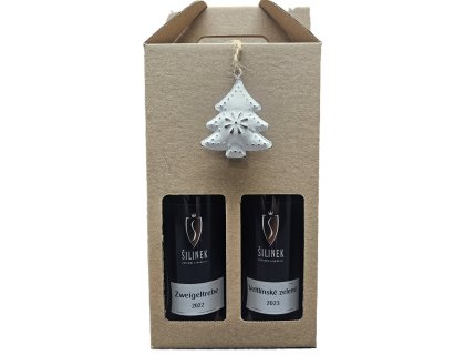 Dárek s Vánoční tématikou VZ jak.víno 0,25l + ZWT jak.víno 0,25l + kartonek Vinařství Šilinek