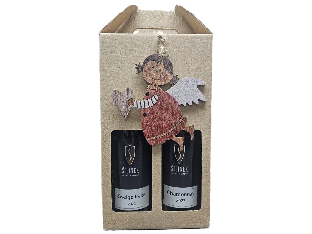 Dárek s Vánoční tématikou VZ jak.víno 0,25l + ZWT jak.víno 0,25l + kartonek Vinařství Šilinek