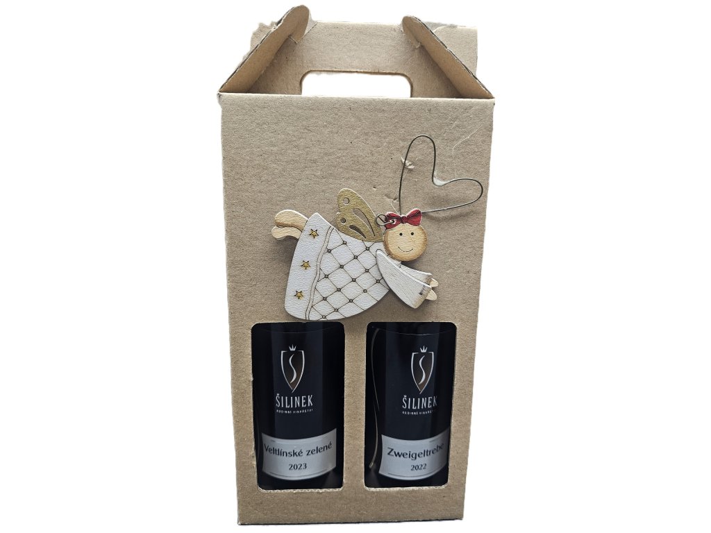 Dárek s Vánoční tématikou VZ jak.víno 0,25l + ZWT jak.víno 0,25l + kartonek Vinařství Šilinek