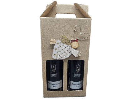 Dárek s Vánoční tématikou VZ jak.víno 0,25l + ZWT jak.víno 0,25l + kartonek Vinařství Šilinek